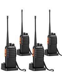 ANSIOVON A-007 Rechargeable Long Range Two Way Radio-16 Channels-UHF 400-470Mhz-Include 2800 Mah Li-ion Battery-Professional Walkie Talkie-6W-Up to 15 Miles Long Range (4 Pack)