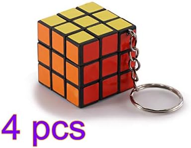 Vvciic Mini Small Creative Magic Cube ABS Rubiks Cube 3x3x3 Puzzle Classic Toys Key Chain Speed Rubiks Cube (4PCS)