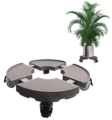C CASIMR Heavy Duty Plant Stand with Wheels, 440lbs Capacity,15-19 Inch Adjustable Indoor/Outdoor Caddy Round Flower Pot Rack on Rollers, Dolly Holder Trolley Casters Rolling Tray