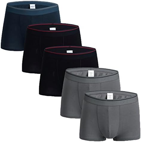 Men's Cool Soft Cotton Boxer Brief Underwear Trunk Shorts (Pack of 5:gray2+black2+blue1)