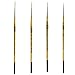 ZEM Brush Golden Synthetic Long Script Liners Artist Paint Brushes Sizes 20/0, 10/0, 5/0, 0