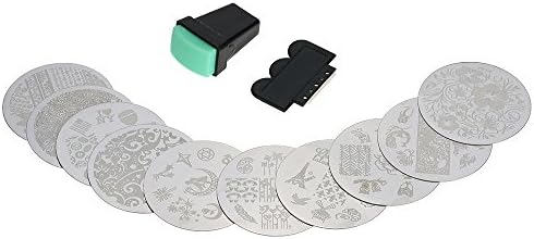 Vysart(TM) DIY 10Pcs Nail Image Plates + Nail Stamper + Scraper Nail Art Stamping Template Set Polish Print Plate Nail Manicure Tools