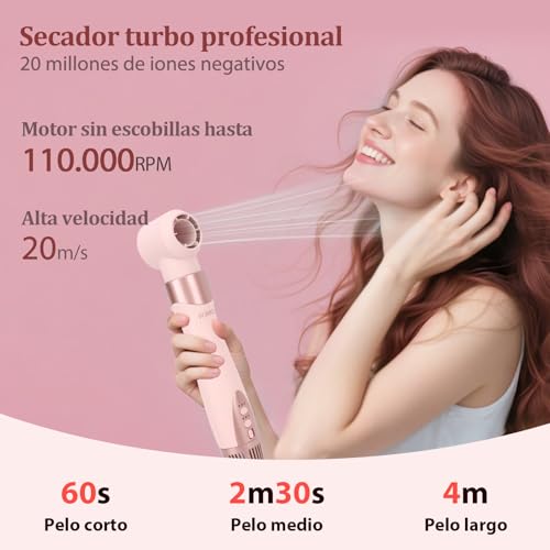 Sonew 6-in-1 Multi Hairstyler & Airstyler, 110,000 rpm, Hair Styler with Ions and Dryer, Automatic Curling Iron 32mm, Hot Air Brush 68mm/32mm, Straightening Brush