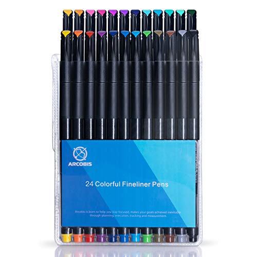 Arcobis 24 Journal Planner Pens Fineliner Color Pens Fine Point Marker Pens Fine Line Drawing Writing Pen for Journal Planner Note Calendar Coloring Office School Supplies Art Projects