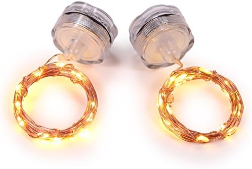 MAGICNIGHT Submersible Tea Lights 20 LEDs Fairy String Lights 7 ft Copper Wire,Set of 2 Warm White Color