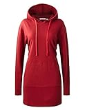 Regna X Women's Long Sleeve Casual Hoodie Dress With Kangaroo Pocket (10 Colors, Plus Size Available)