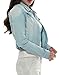 PERHAPS U Women's Short Cropped Denim Jacket Button Front Long Sleeves Jean Jackets for Women (XX-Large, Light Blue)
