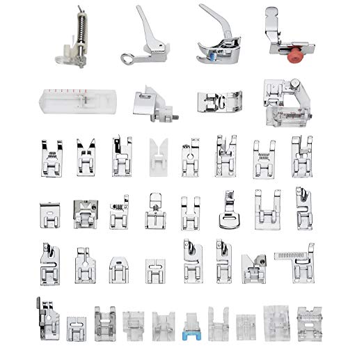 Sewing Machine Presser Feet Set 42 Pcs for Brother, Babylock, Singer, Janome, Elna, Toyota, New Home, Simplicity, Necchi, Kenmore, and Most of Low Shank Sewing Machines