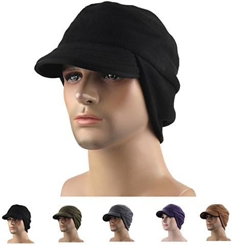 Winter Warm Skull Cap Outdoor Windproof Fleece Earflap Hat with Visor in Outdoor and Sport (Black)