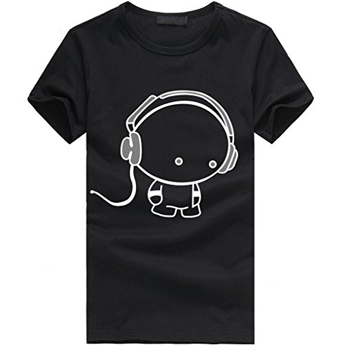 Mens Shirt,Haoricu 2017 Clearance Fashion Men Boy Cotton Summer Short Sleeve T Shirt (M, Black)