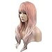 BERON Pink White Mix Wig Long Wavy Wig with Bangs Synthetic Wig Long Wig Pink White Wigs for Cosplay Costume Party with Wig Cap