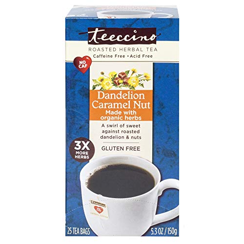 image for Teeccino Dandelion Caramel Nut Chicory Herbal Tea Bags, Gluten Free, C