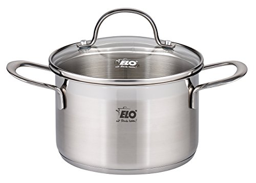 ELO Top Collection 18/10 Stainless Steel Kitchen Induction Cookware Pots and Pans Set with Shock Resistant Glass Lids and Integrated Measuring Scale, 9-Piece (Renewed)