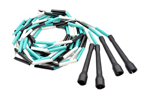 Beaded Double Dutch Jump Ropes - Hand made in USA (Black/White/Turquoise)