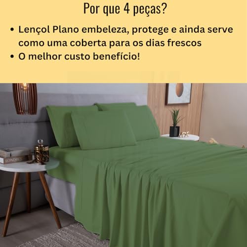Cottonluxury Jogo de Lençol 4 peças 600 Fios Egípcio 100% Algodão Grampo Longo com Toque Acetinado - Não agride o Ambiente (Verde-Guardião, King)