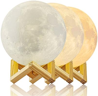 UNPOPULAR Night Light LED 3D Moon Lamp, WarmWhite White Yellow Dimmable Touch Control Rechargeable Home Decorative Light With USB Charging Child's lamp(5.9Inch)