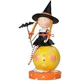 ESC by Artist Lori Mitchell Halloween 17281 Mischief on The Moon Witch Figurine, 7 Inches Tall, Multicolor