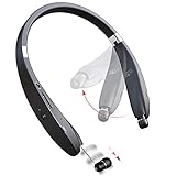 Bluetooth Headphones Wireless Neckband Headset - Sweatproof Foldable Earphones with Mic, Retractable Earbud and 16 Hours Play Time for iPhone Android Cellphone Tablets TV