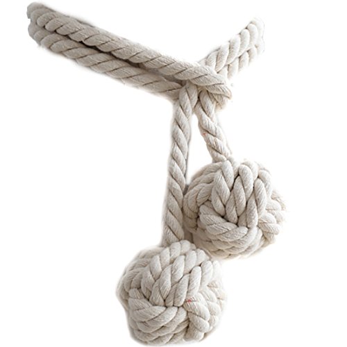 LissomPlume 2pcs Hand Knit Curtains Tieback Buckle Home Decor Drapery Tassel Holdback Rope Tie Fastener Double Ball Clip