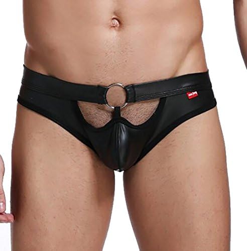 ARRIVE GUIDE Mens 3 Pack Open Crotchless Thongs Jockstrap Briefs Underwear Black Small