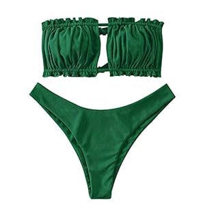ZAFUL Bandeau bikiniset voor dames, zonder bandjes, geribbelde ruches