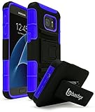 Galaxy S7 Case, Bastex Heavy Duty Hybrid Rubber Silicone Cover with Protective Kickstand Holster Belt Clip Case for Samsung Galaxy S7 (Blue/Black)