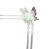 5.9" Chinese Traditional Metal Opal Lily Ladies/ Girls Hair Stick, WHITE