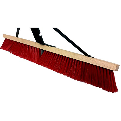 Professional Commercial Multi Surface Heavy Duty Industrial Push Broom Rough Surface Sweeper Brush With Stiff Bristles & Steel Wire Insert Warehouse & Contractors, Lawn & Garden, Indoor&Outdoor (Red) - Thumbnail 6