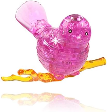 50 Pieces 3D Crystal Puzzle Blocks Assembly Bird for Teens, Cute 3D Jigsaw Puzzle LED Shinning Light Birds for Children More than 6 Years Old [Pink]