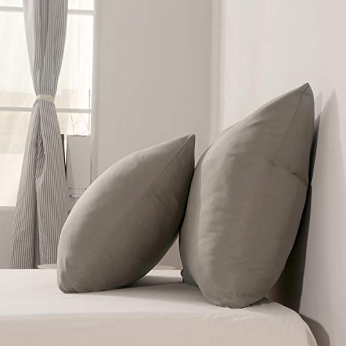 NANKO Set 2 Bed Pillow Case/Sham - 20x 30 Queen Size Pillowcases, Gray Plaid - Thumbnail 4