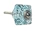 Aqua Blue Square Glass Decorative Dresser Drawer, Cabinet, Door or Furniture Knob Pulls - Pack of 12