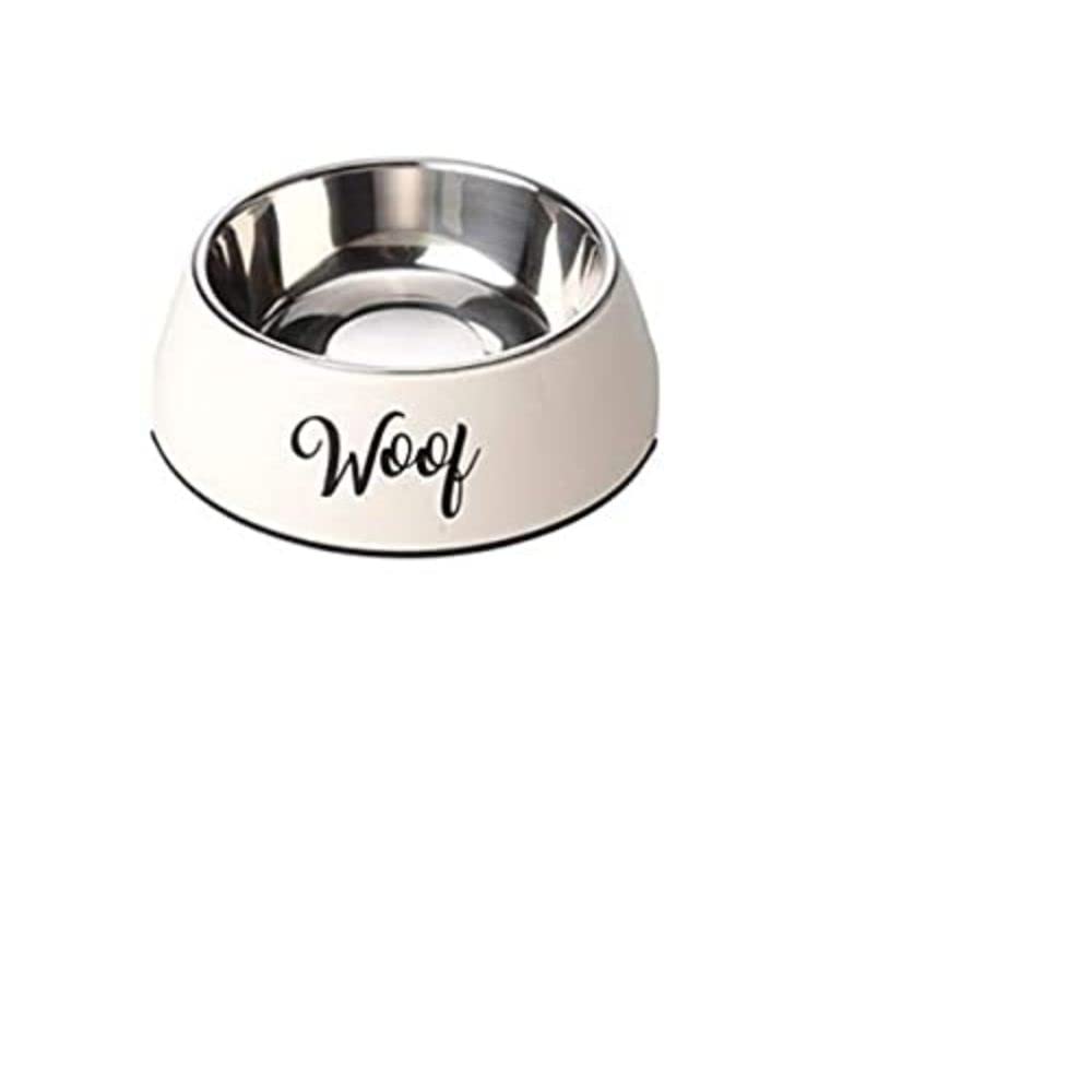 House Of Paws Cream Woof 2 in 1 Dog Bowl, Medium