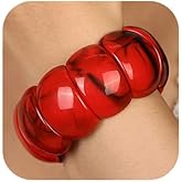 wekicici Chunky Colorful Resin Acrylic Dangle Bracelet Punk Acrylic Stretch Bracelets Geometric Acetate Resin Bangles Plastic Bracelet Trendy Statement Jewelry for Women