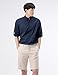 NEARKIN (NKNKN350 Beloved Men Henley Neck Long Sleeve Daily Look Linen Shirts Navy US M(Tag Size M)