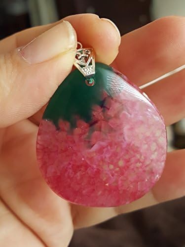 Strawberry Snakeskin Agate Sterling Silver 925 Pendant Free Cord Necklace 18"