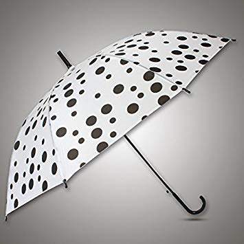 Black : Drop Shipping 5 Colors Polka Dot Umbrella Rainny Sunny Umbrella Cute Arched Umbrella Women Clear Long Handle Princess Umbrella