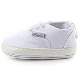 Huluwa Baby Shoes Non-slip First Walking Shoes, Rubber Sole Canvas Shoes for Baby Boys Girls, Safe and Comfort, White