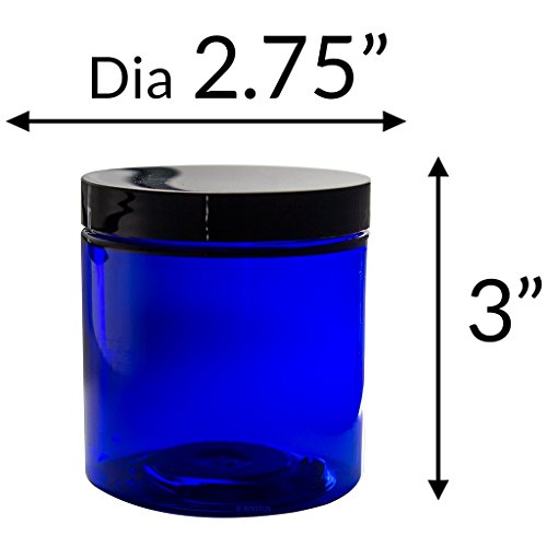 Cobalt Blue 8 oz PET (BPA Free) Plastic Jar (6 pack) + Labels