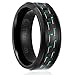 Cavalier Jewelers 8MM Men's Titanium Ring Wedding Band | Black Plated with Black and Green Carbon Fiber Inlay | Beveled Edges