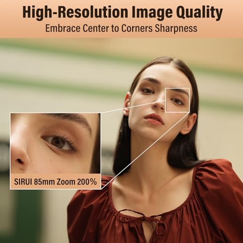 SIRUI Aurora 85mm F1.4 Full Frame for Sony E Mount, Telephoto Prime Lens, Auto Focus Cameras Lens, Lightweight Cine lens, ideal for Portrait, Wedding, Compatible for FX6, A7 Series, A9, ZV-E1, ZV-E10