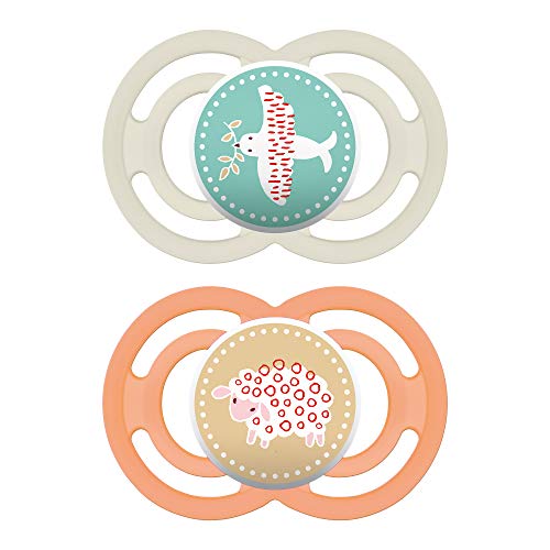 MAM Perfect Pacifiers, Orthodontic Pacifiers (2 pack) MAM Pacifiers 6-Plus Months, Best Pacifier for Breastfed Babies, Baby Girl Pacifier