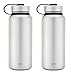 Simple Modern 32oz Summit Water Bottle 2 Pack - Two Vacuum Insulated 18/8 Stainless Steel Wide Mouth Hydro Travel Mugs - Powder Coated Double-Walled Flask - Simple Stainless/Simple Stainless