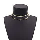 Geerier Charming Gold Disc Choker Necklace Bead Dangle