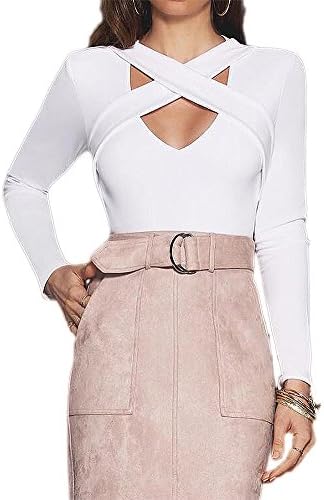 Nextgale Women's Crisscross Cut out Long Sleeve Shirt Crop Top
