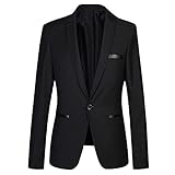 Mens Slim Fit Casual One Button Blazer Jacket