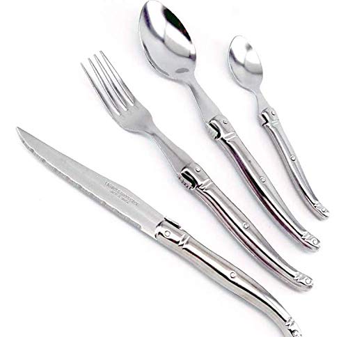 Laguiole Heritage Laguiole Production - Ménagère 24 Pièces - Set De Couverts De Table Acier Inoxydable 6 Personnes - Présentation Coffret Cadeau - Couleur Argent
