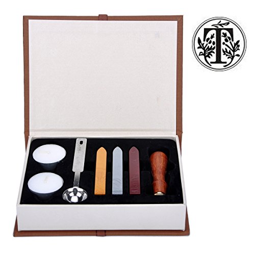 Stamp Seal Sealing Wax Classic Wooden Letter T Alphabet Initial Set Brass Color Creative Romantic Stamp Maker