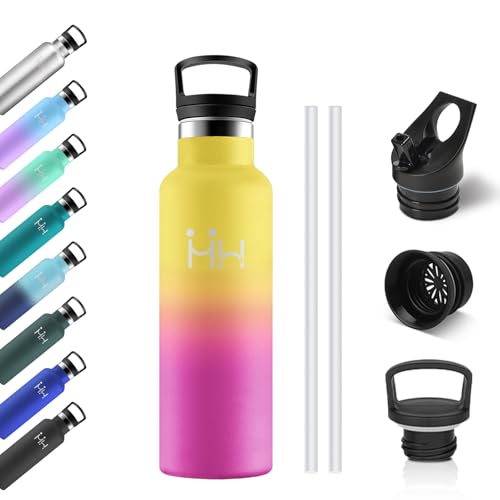 Stainless Steel Water Bottle, 500 ml, Thermos Flask, Suitable for Carbonated Drinks, Leak-Proof Water Bottle with Straw, BPA-Free, Double-Walled Vacuum Insulated, Insulated Bottle for School, Travel