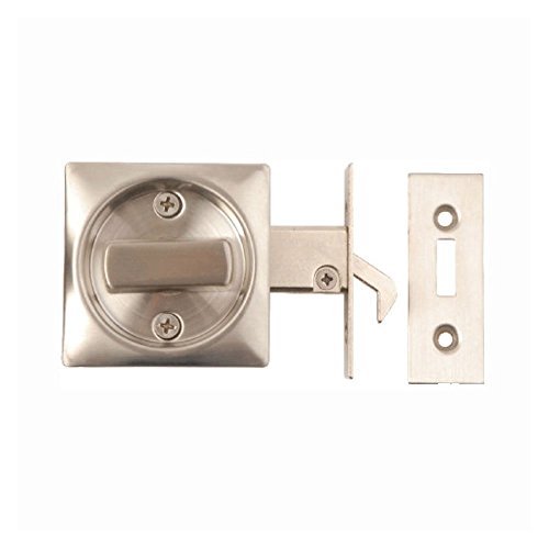 Qty 1 - Bathroom - Toilet Sliding Door Lock/Hook - Square Brushed Stainless Steel (2130)