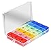 Pill Organizer Box Weekly Case, Medicine Organizer, Vitamin Organizer, Rainbow Reminder Daily Am PM, Day Night Compartments 7 Days (Large Size)